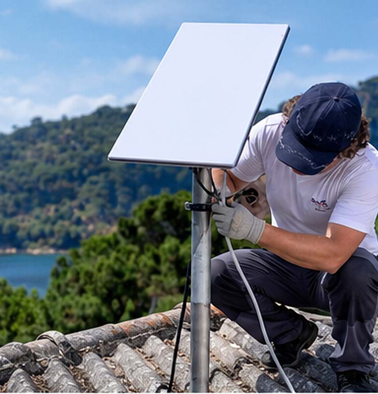 Instalación de terminal satelital en entorno rural
